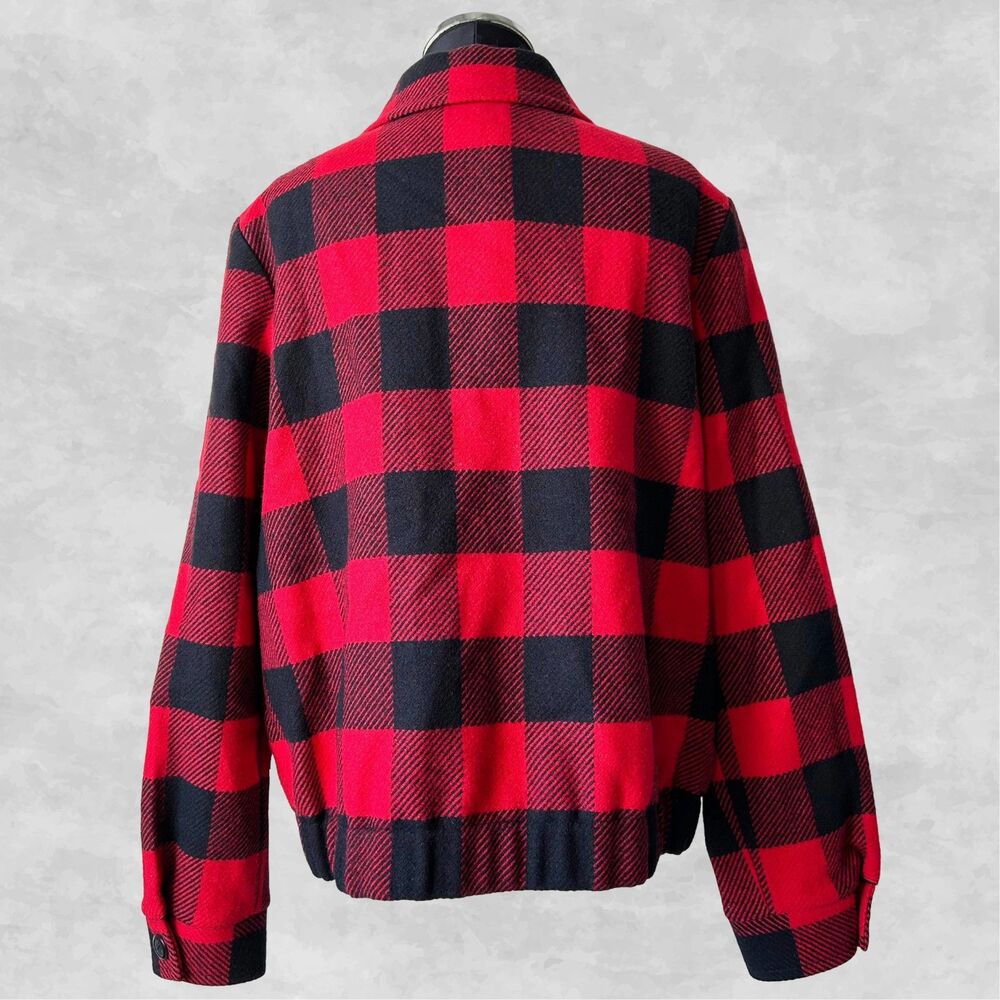 Pendleton Buffalo Plaid Wool Bomber Jacket Red Bl… - image 5